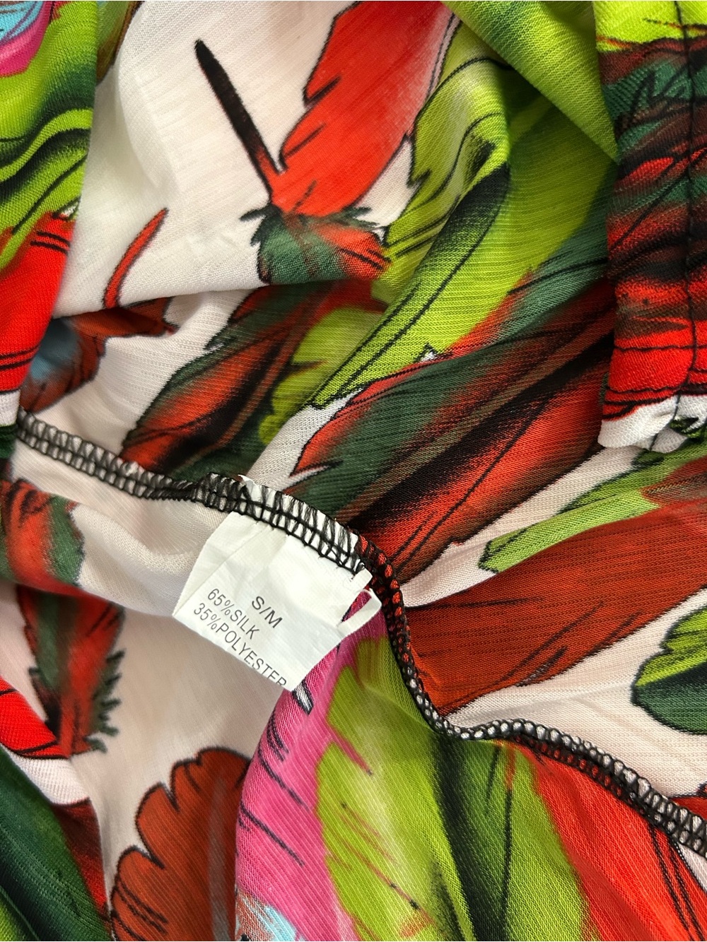 Julia Feather Print Lace Back Handkerchief Hem Tunic Dress Silk Blend 
Size S/M - Picture 7 of 13